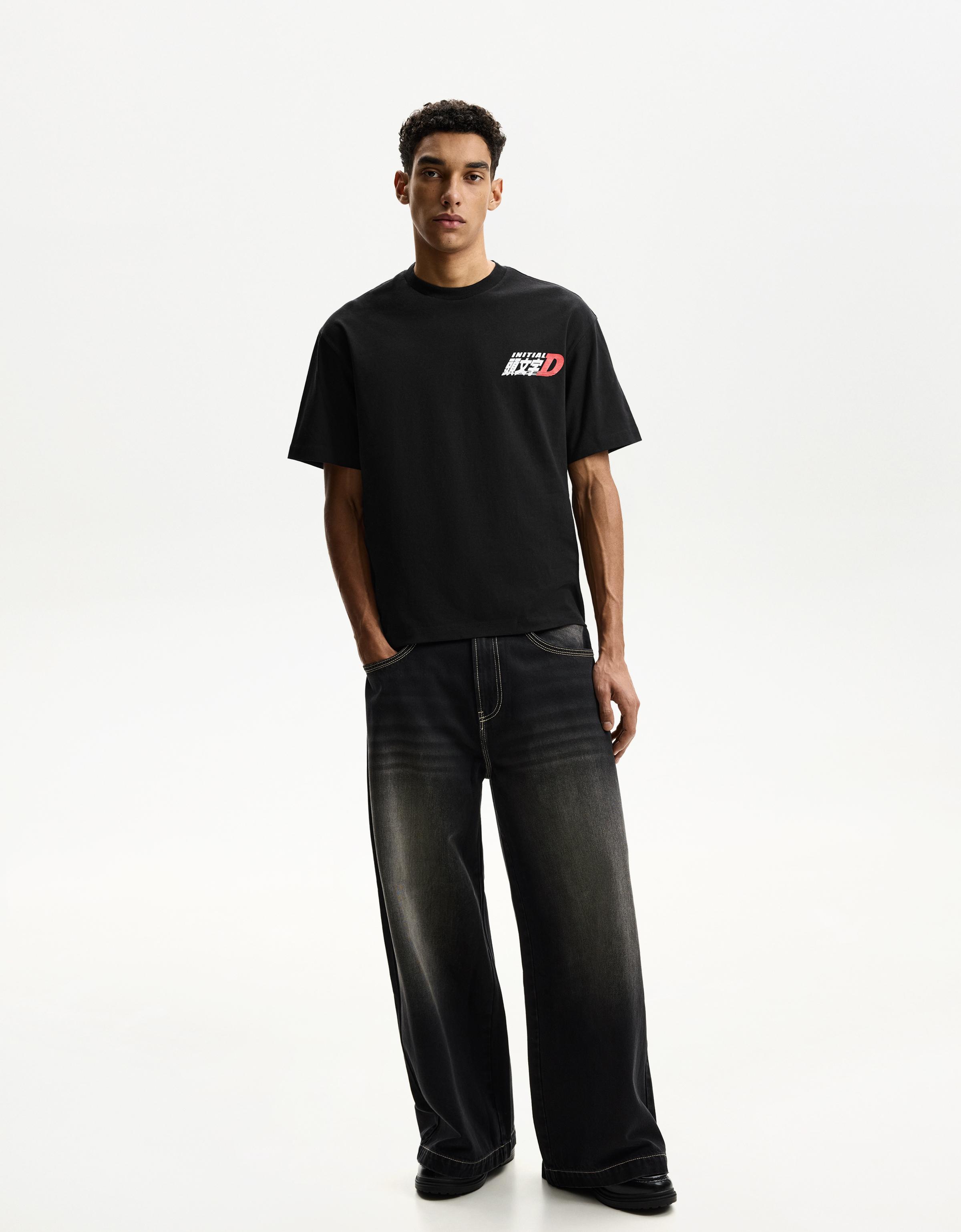 スペイン発♪Bershka☆頭文字Dプリント半袖Tシャツ Initial D print short sleeve T-shirt - T-shirts - Men | Bershka