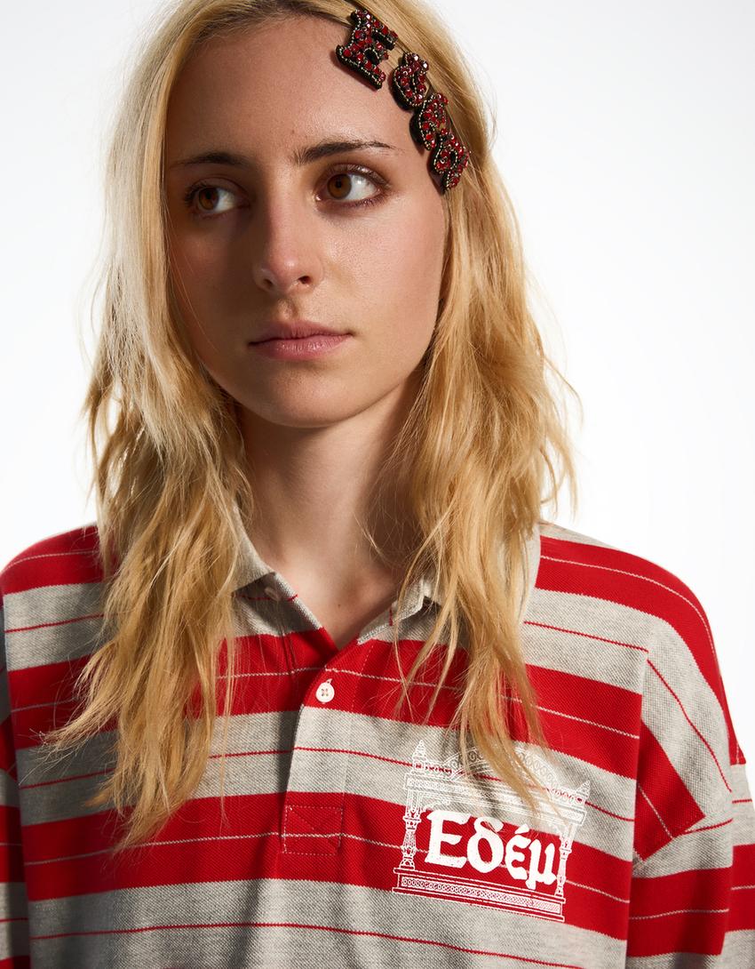 Long sleeve polo shirt ARIES X BERSHKA-Red