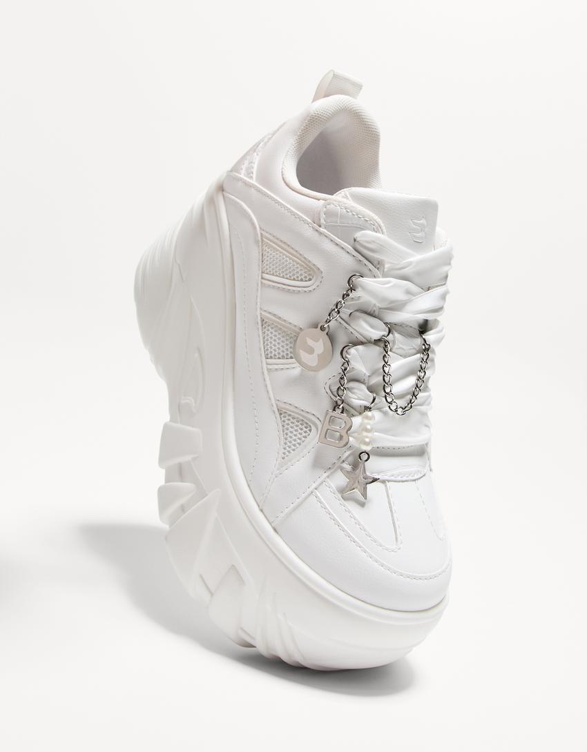 XL platform sneakers with charms-WHITE-3