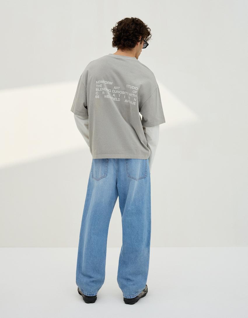Jeans baggy fit-Azzurro Lavato