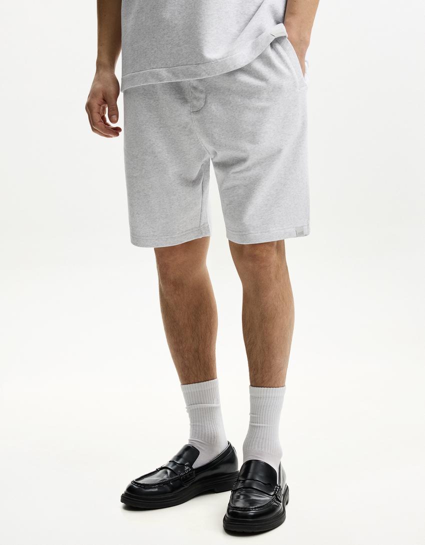 Plush bermuda shorts-Grey