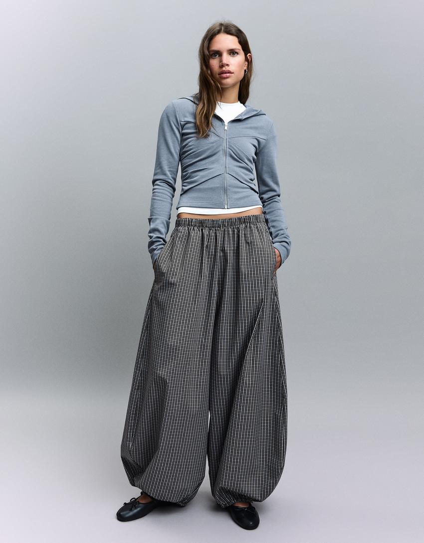 Draped jacket with hood-Grey