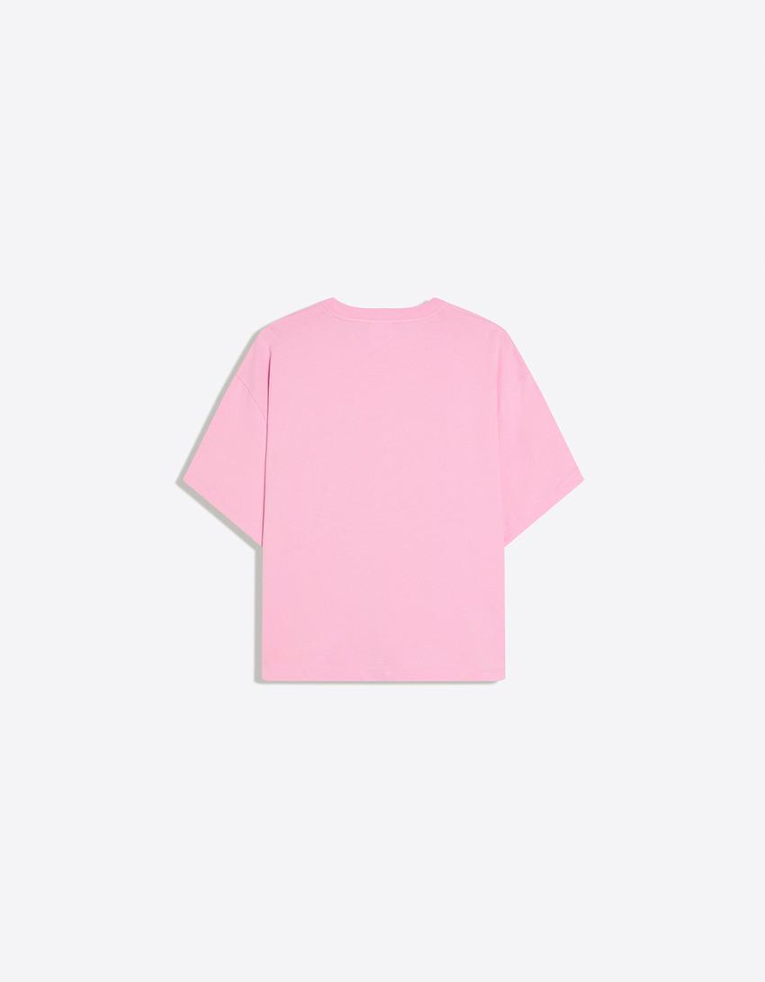 Selena Gomez print short sleeve T-shirt-Pink