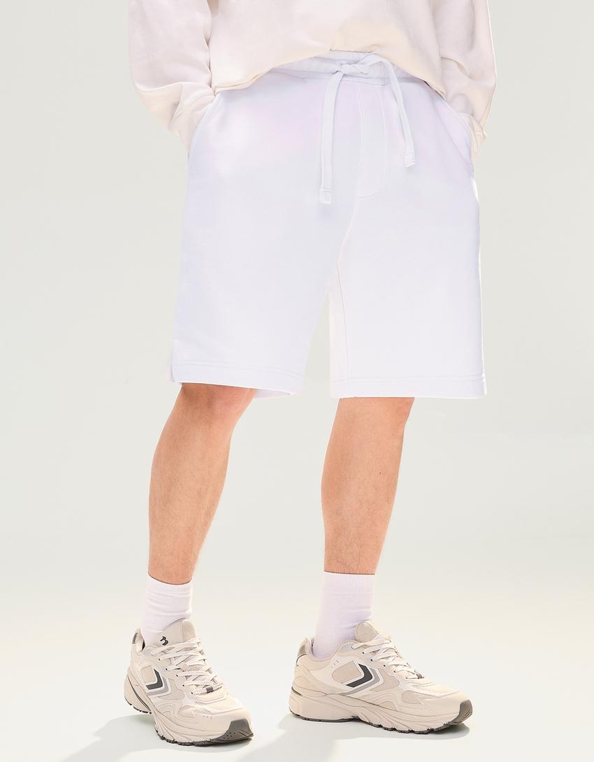 Enkla mjukisshorts-Vit