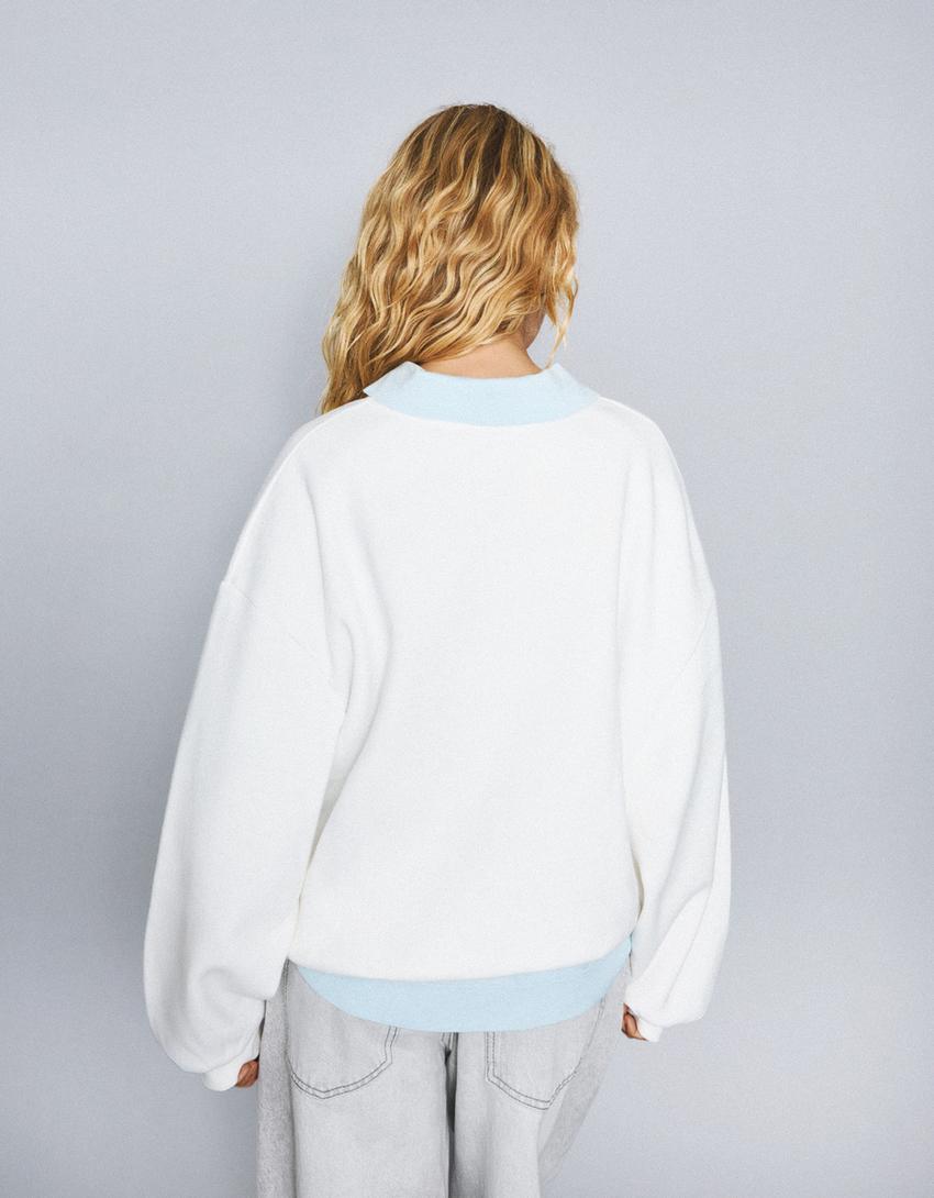 Oversized sweater met zakken-Gebroken Wit-1