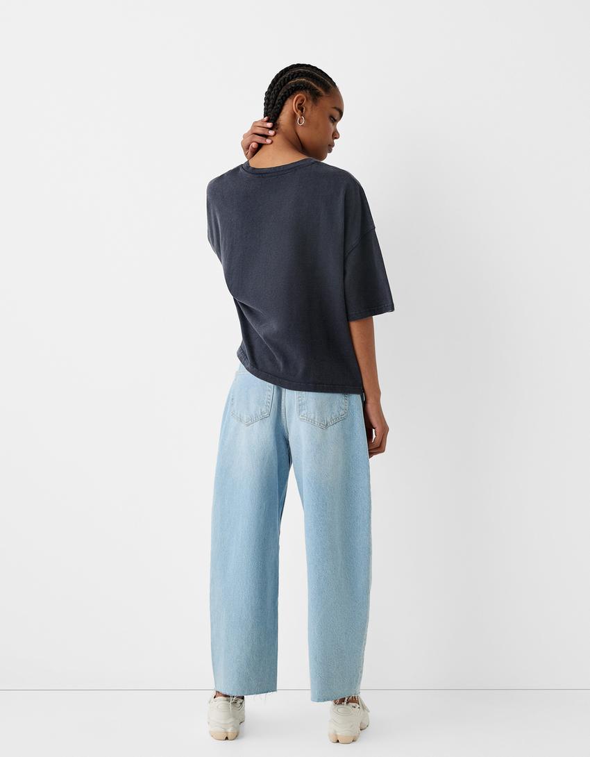 Boxy-fit short sleeve T-shirt-Grey-1