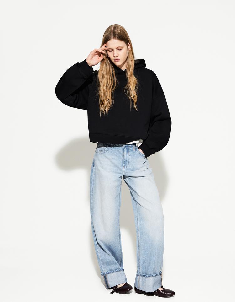 90’s kıvrık paça wide leg jean