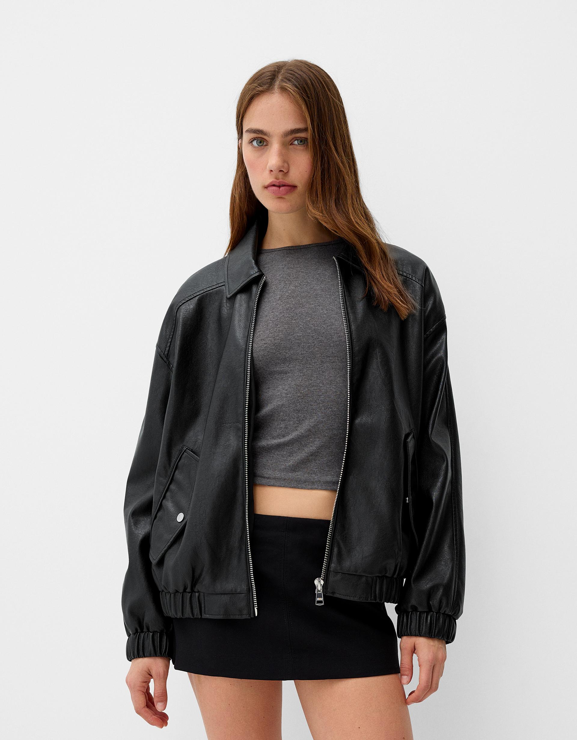 Bershka Deri Veste En Simili Cuir Bershka Veste Cuir Femme Bershka