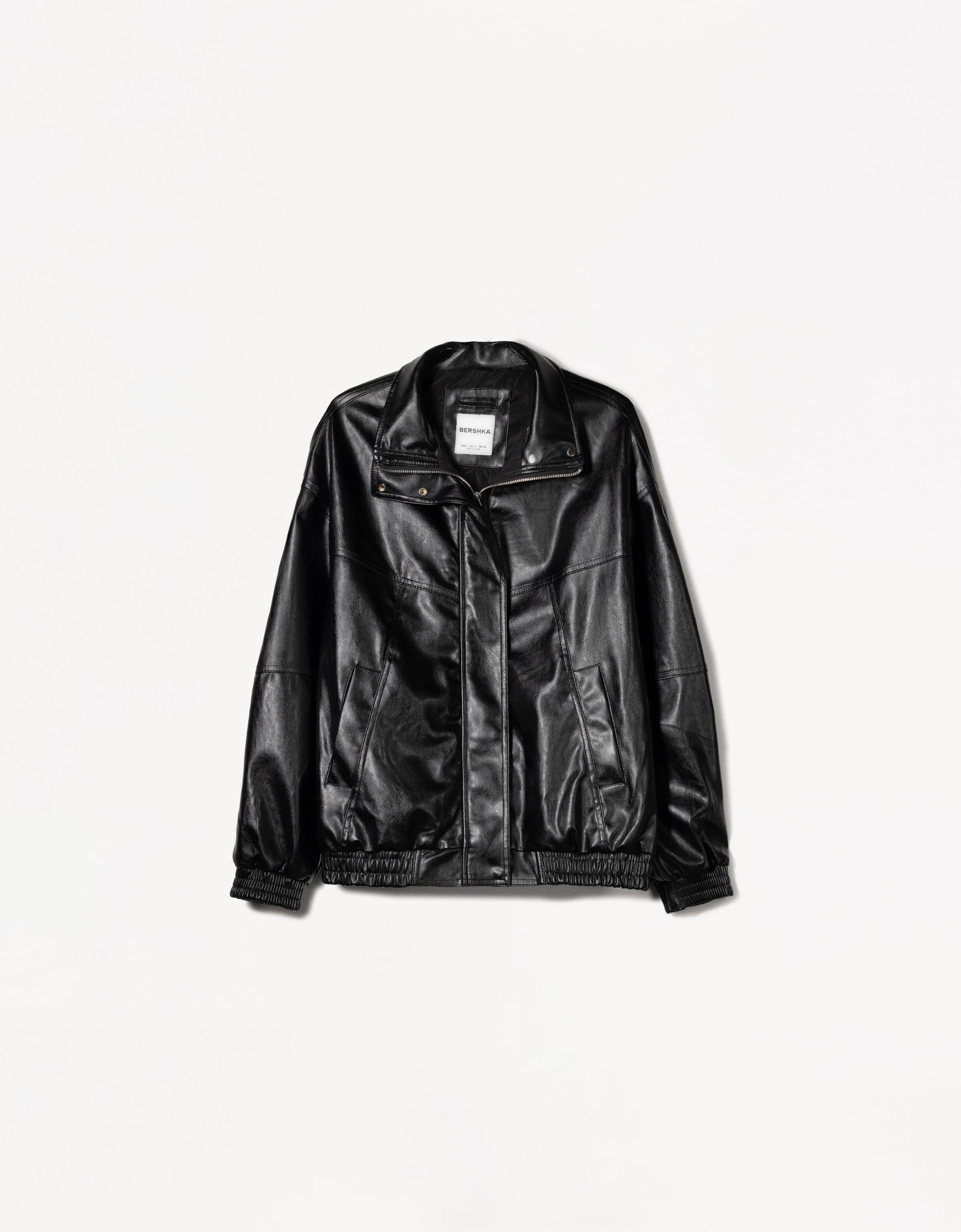 Oversize faux leather jacket - Women | Bershka