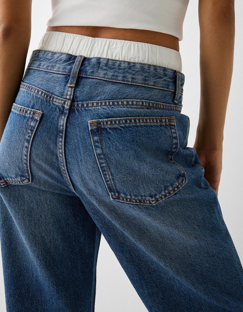 جينز ملابس داخلية نمط التسعينيات-أزرق-5