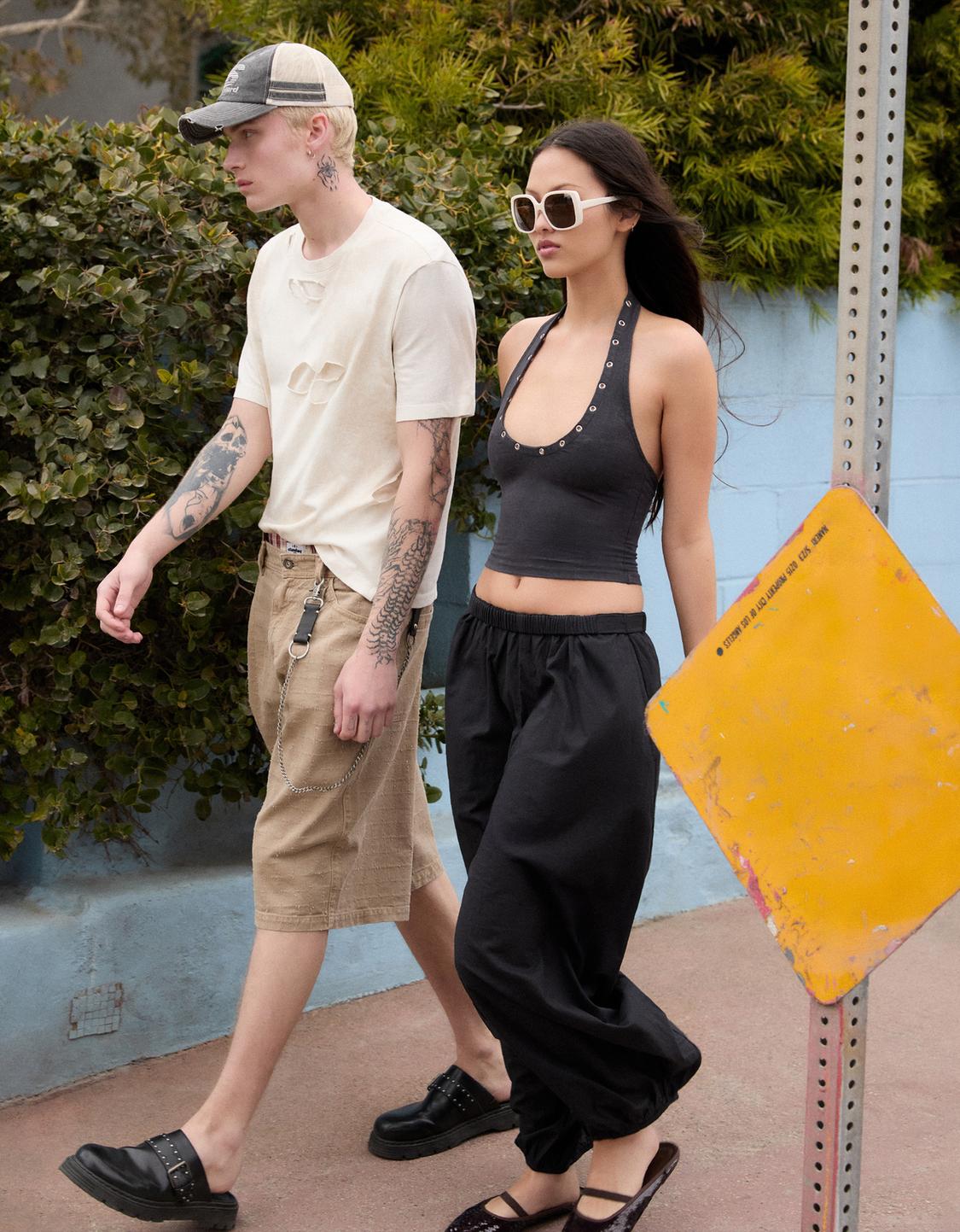 Sarouel trousers with elasticated waistband
