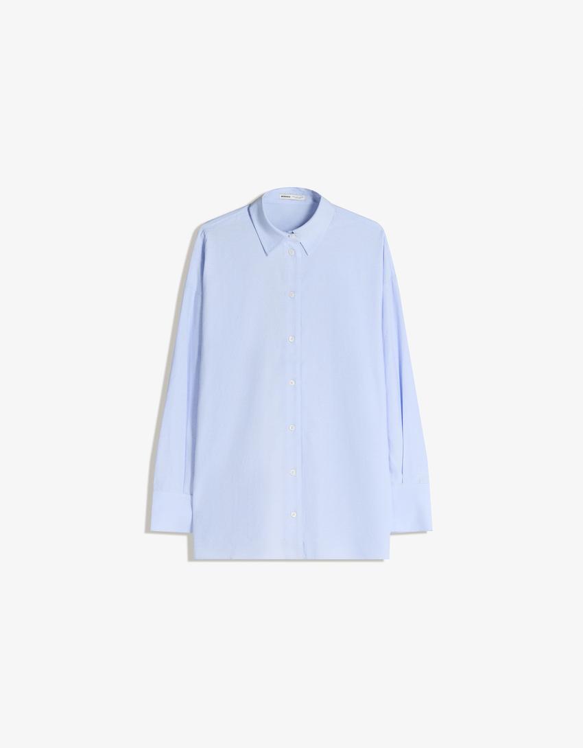 Camisa oversize de popelina-Marinho