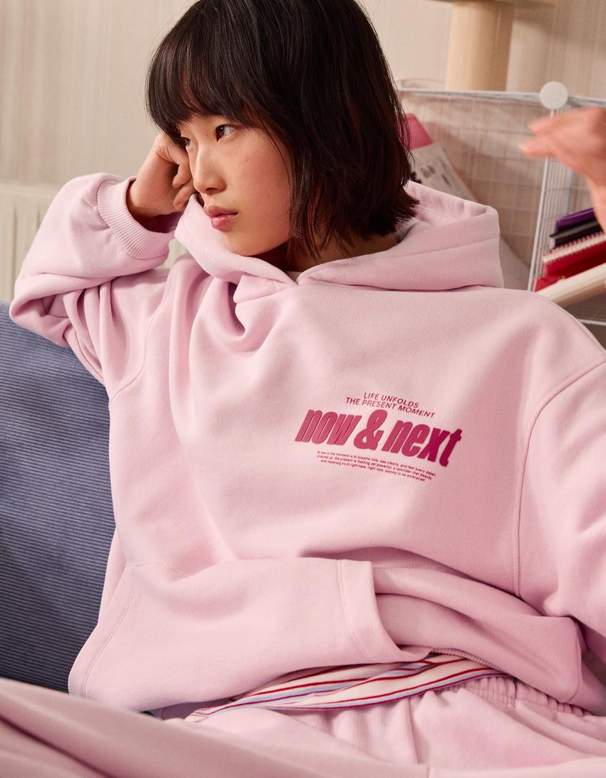 Printed hoodie-Pink