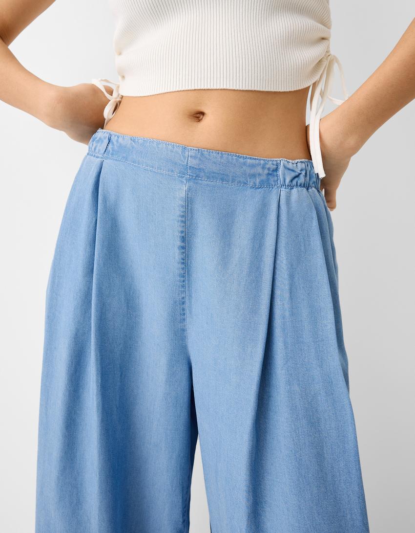 Lyocell culotte jeans-Light blue-5