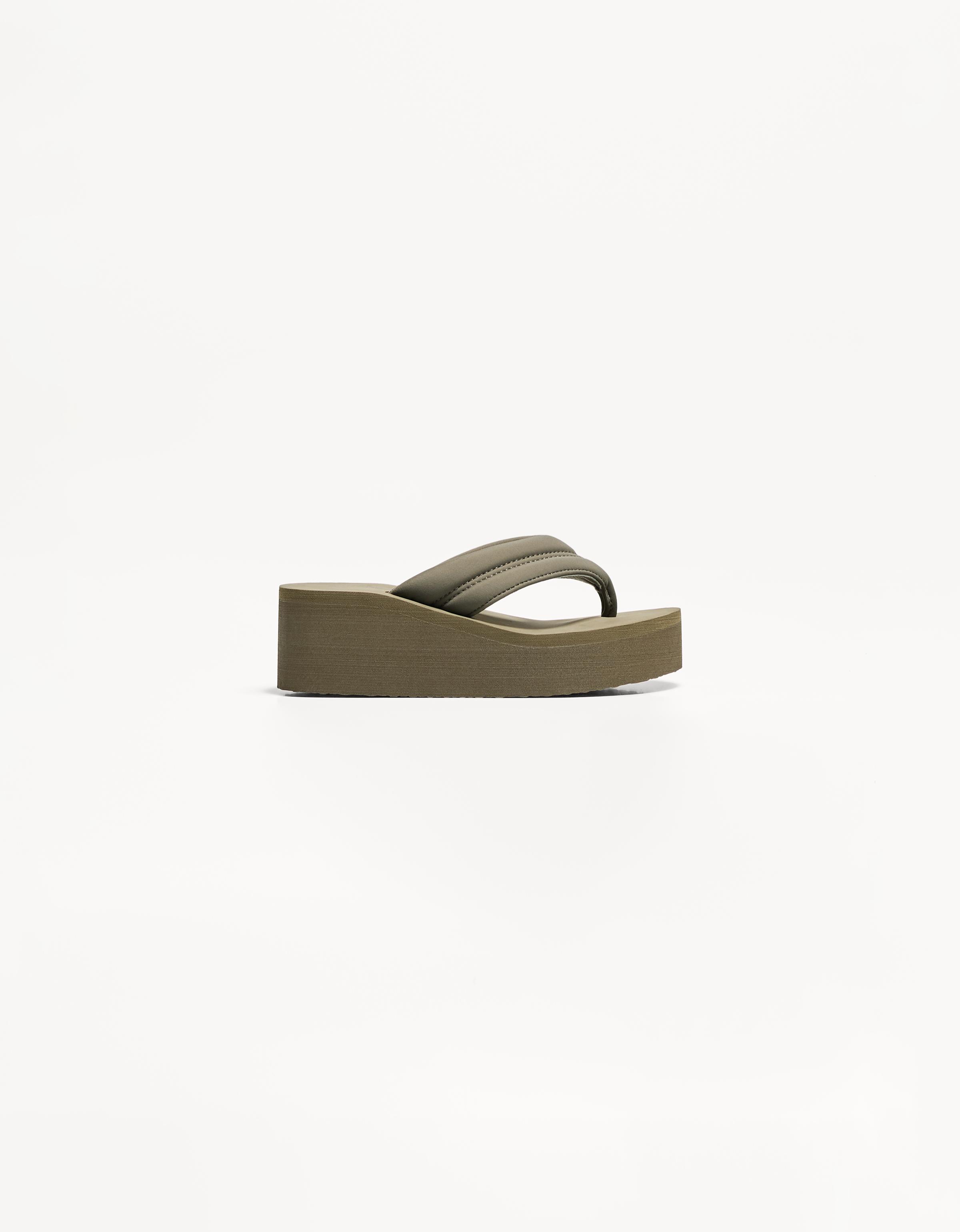 Quilted platform sandals — KHAKI