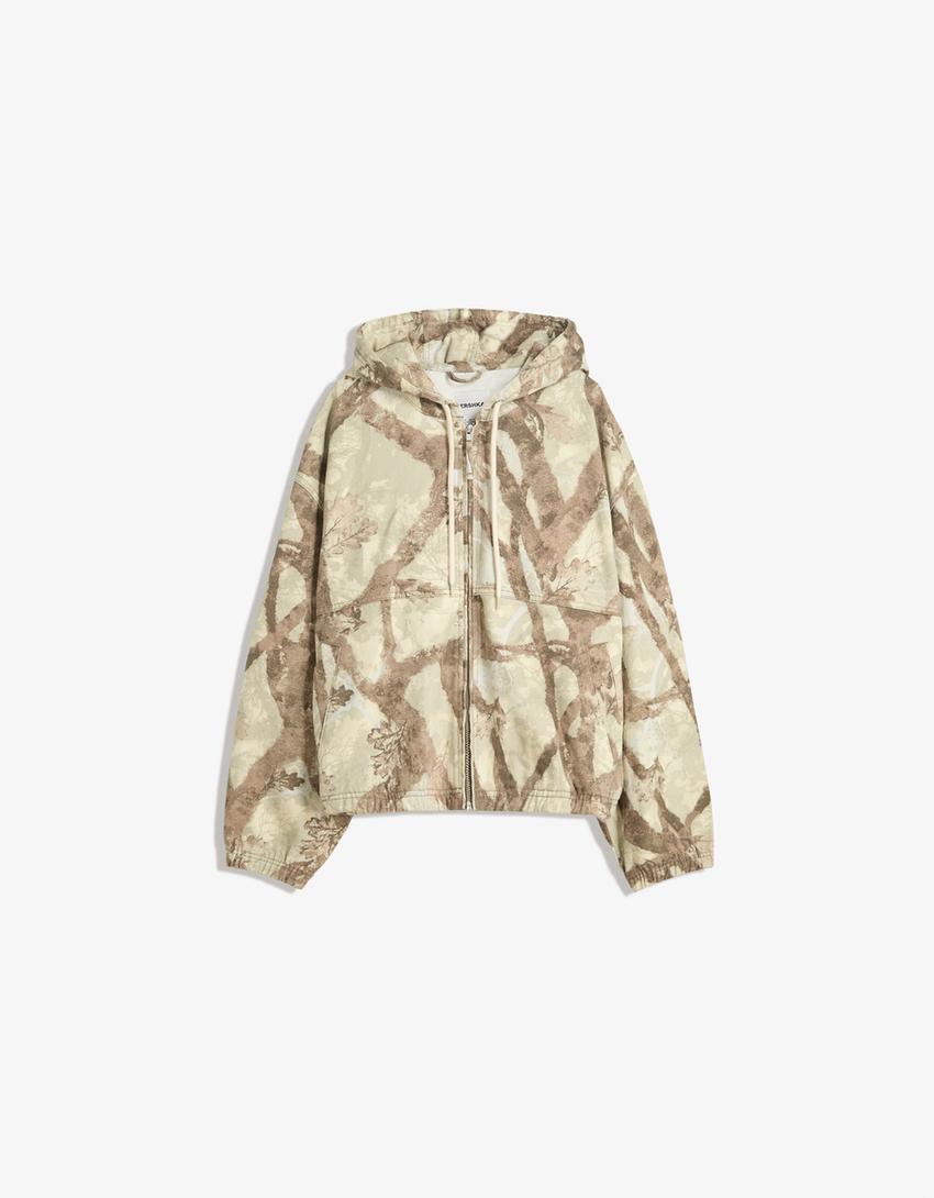 Denim jack met print-Groen