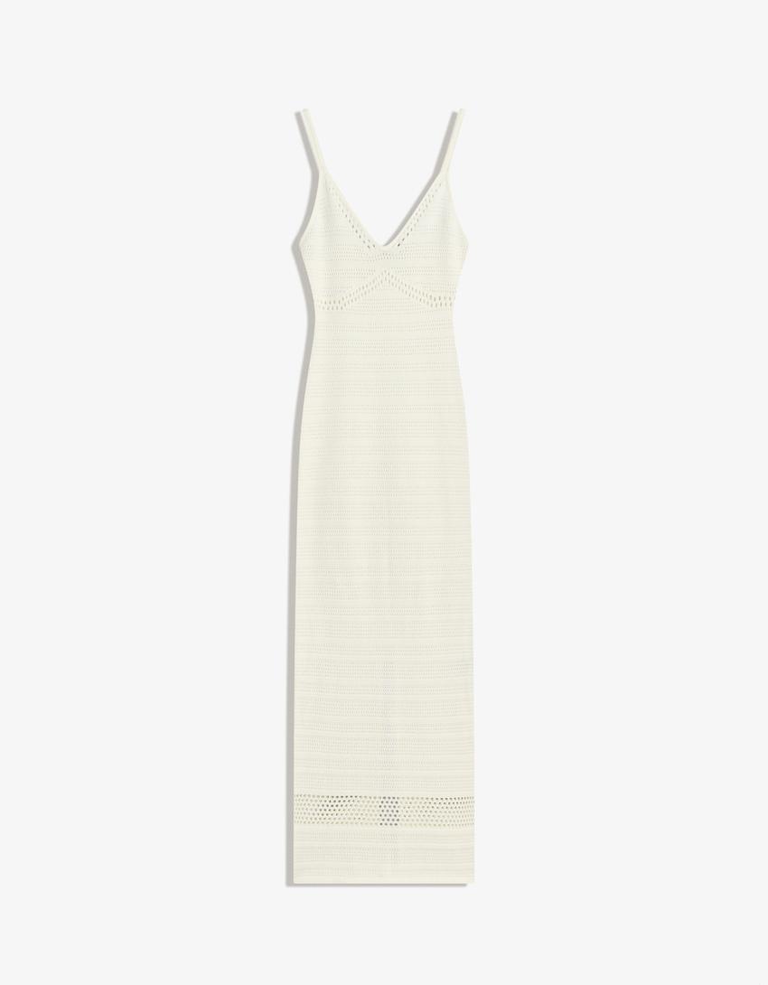 Openwork midi dress-White