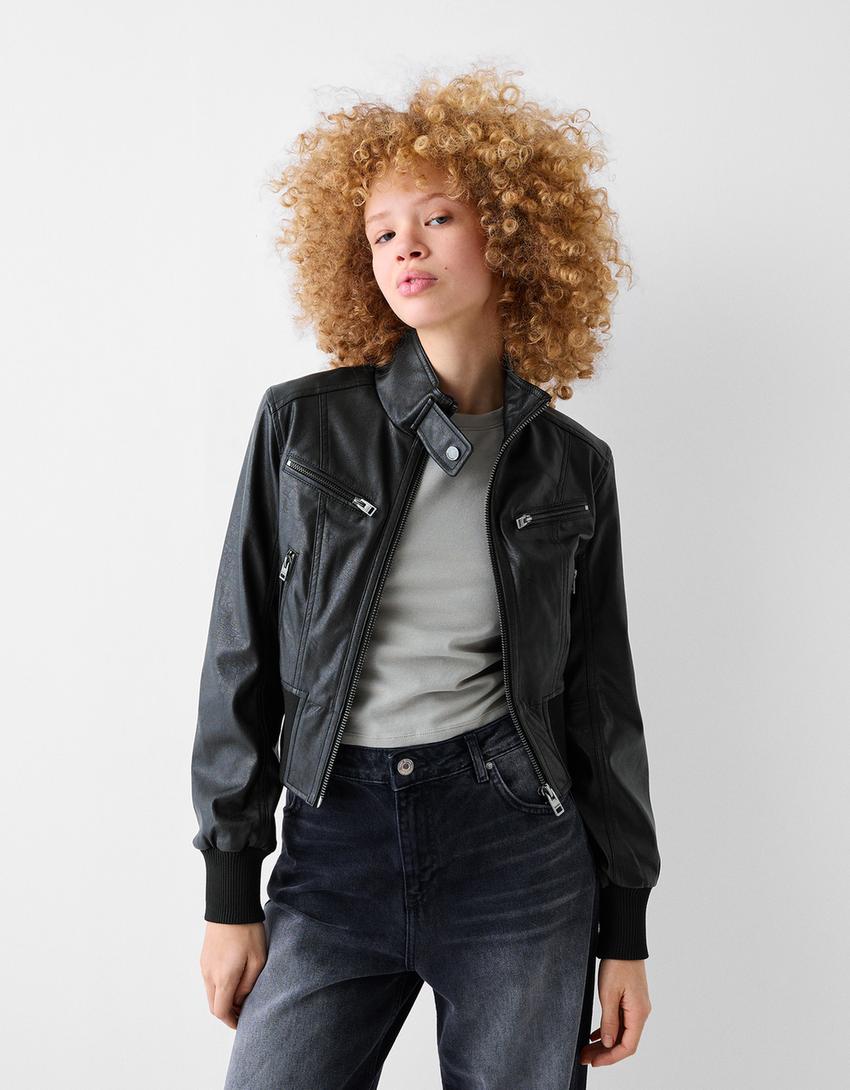 جاكيت من الجلد الاصطناعي-أسود-1