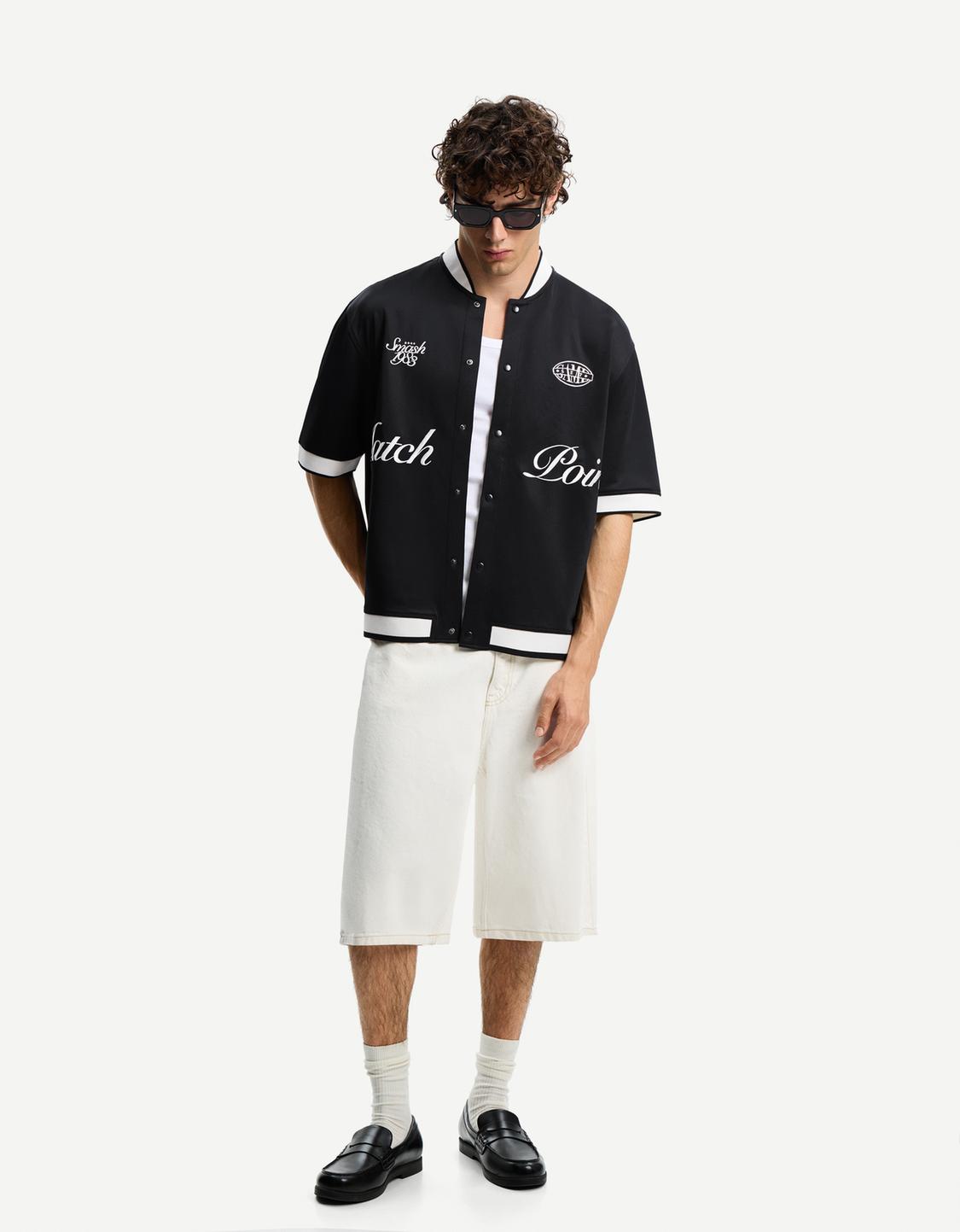 Embroidered short sleeve boxy fit shirt