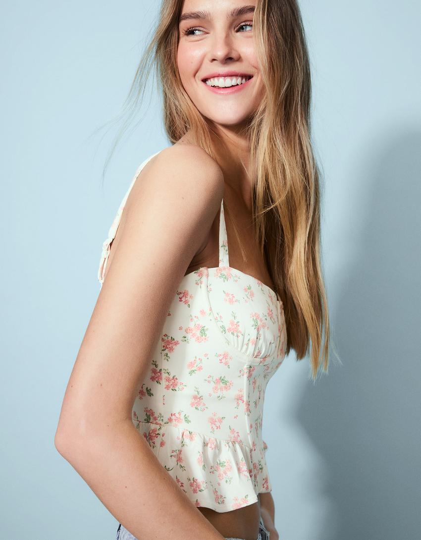 Printed corset top-Multicolored-1