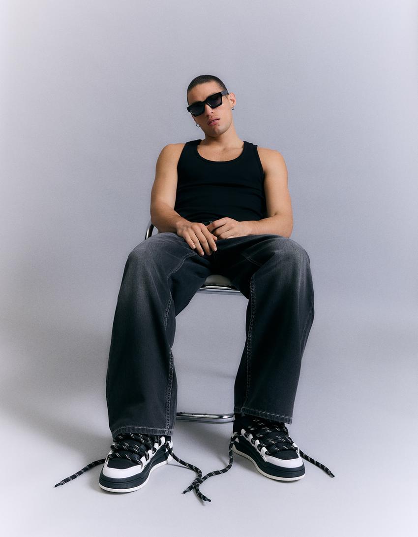 حذاء رياضي تزلج رجالي سميك-متعدد الألوان-1