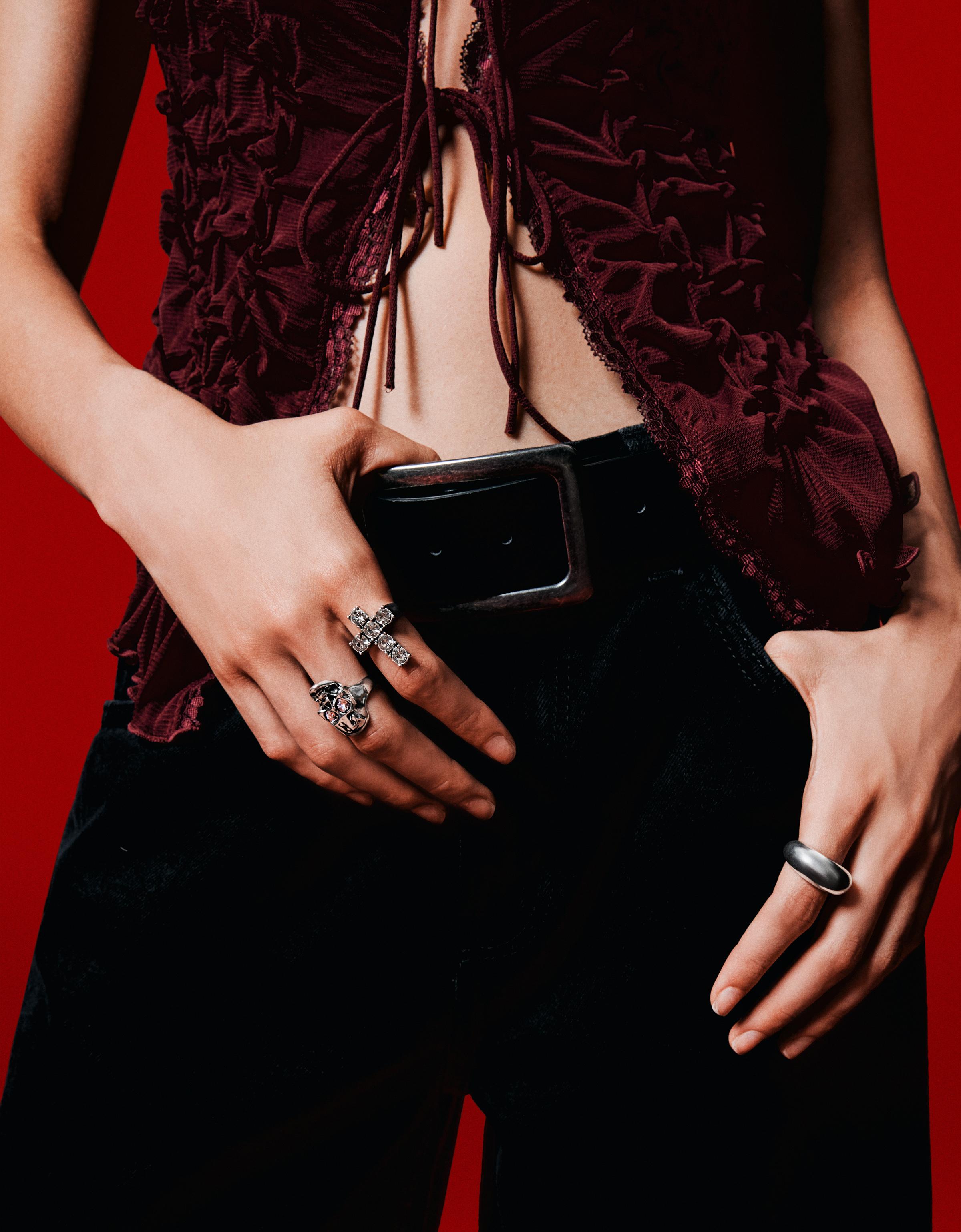 Bershka 3er-Pack Ringe Damen S Silber