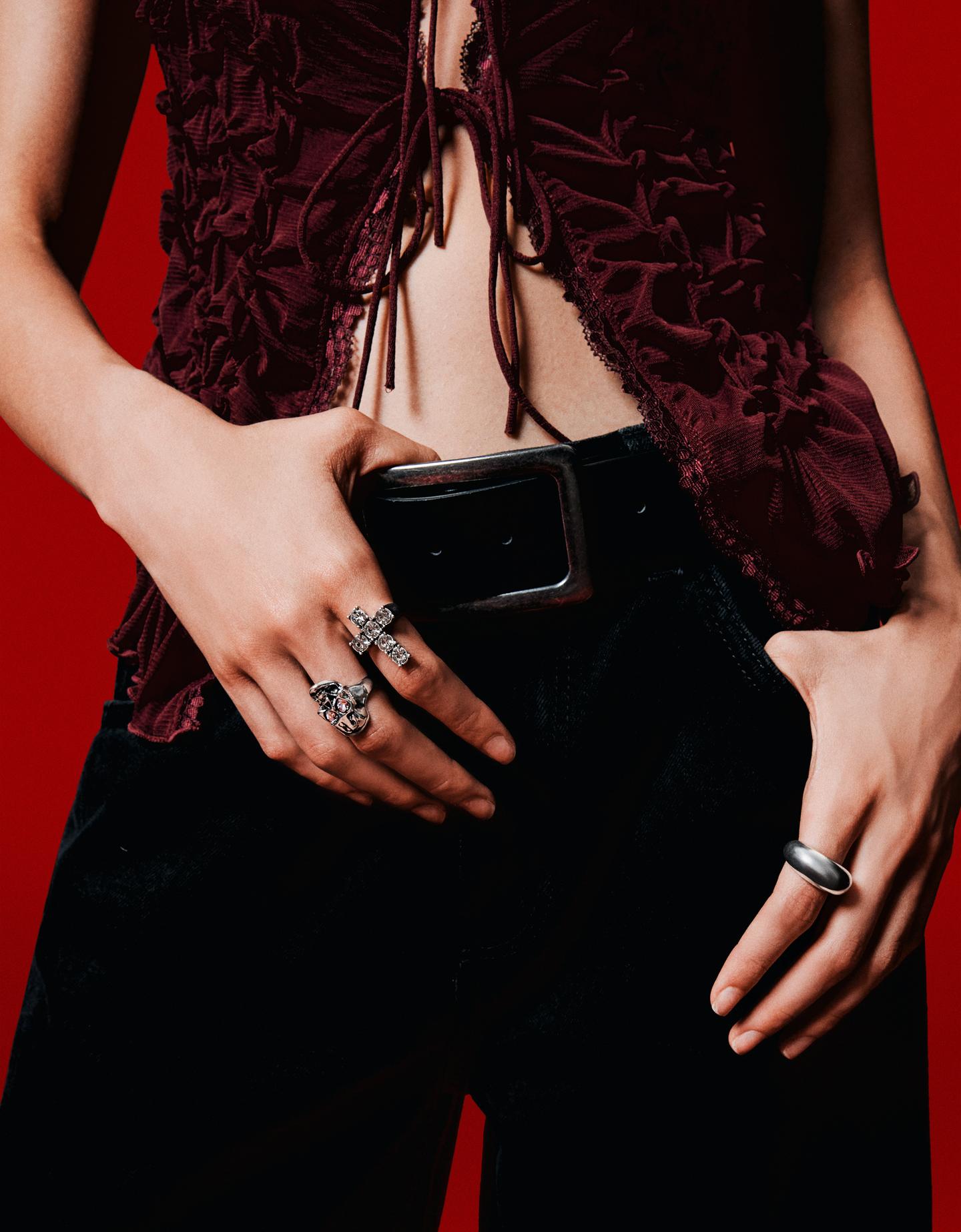 Bershka zestaw 3 pierścionków srebrny