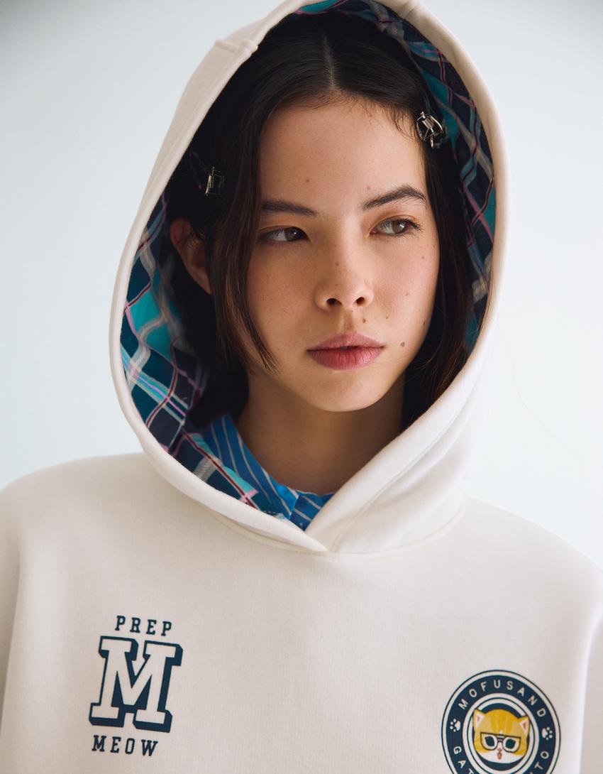 Sudadera Mofusand capucha print-Blanco roto-2