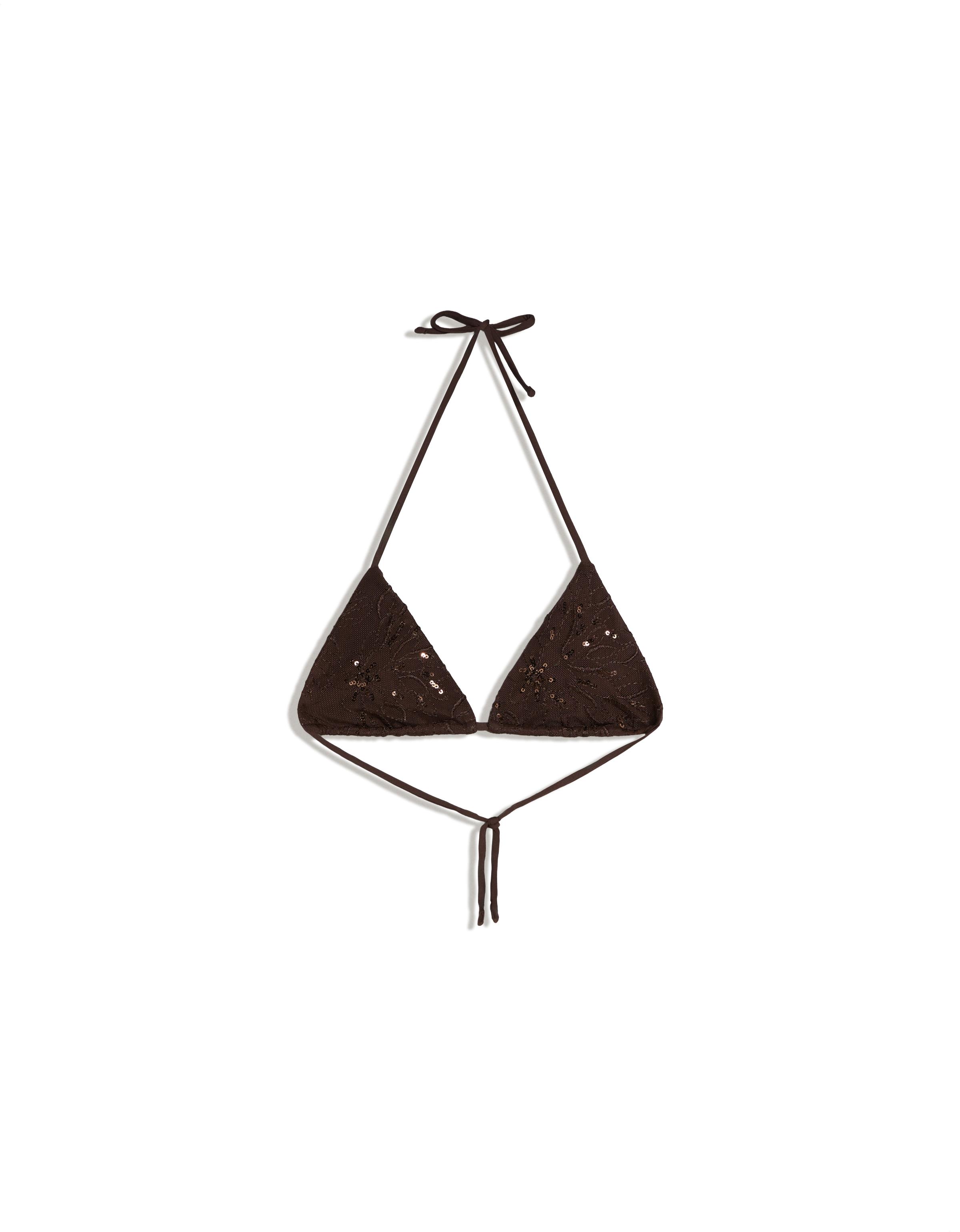 Sequin triangle bikini top — Brown