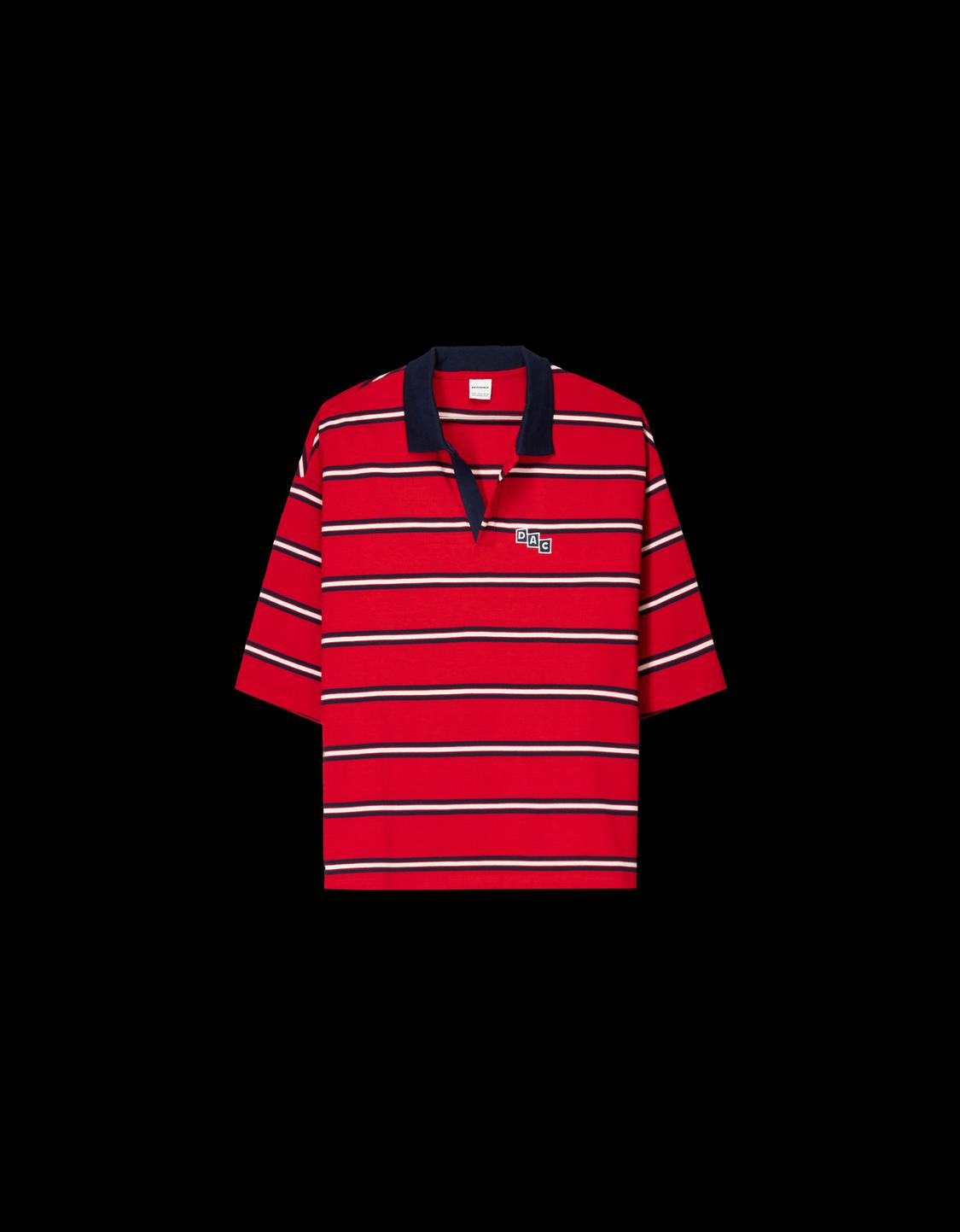 Short sleeve varsity polo shirt with patch