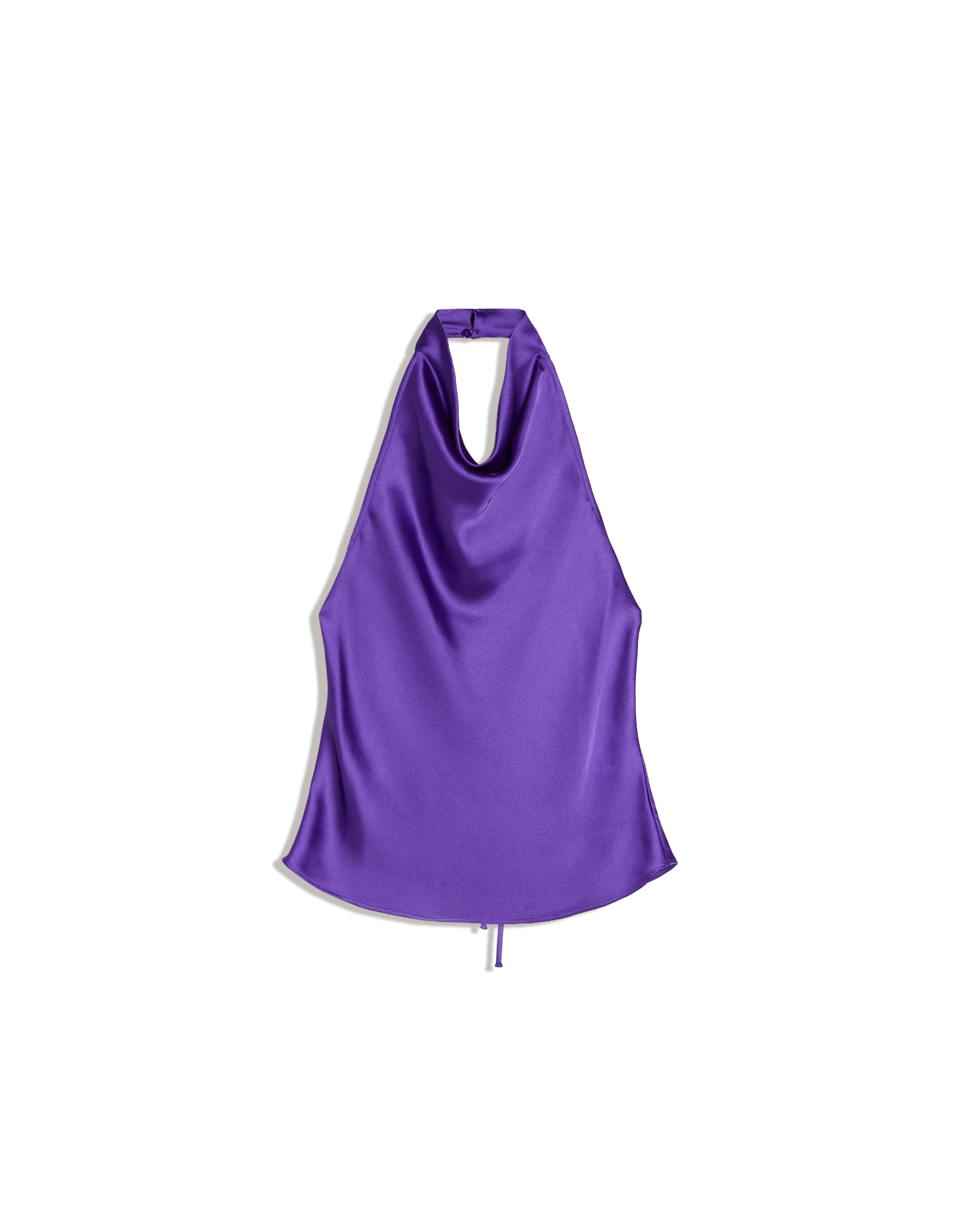 Draped sateen top — Violet