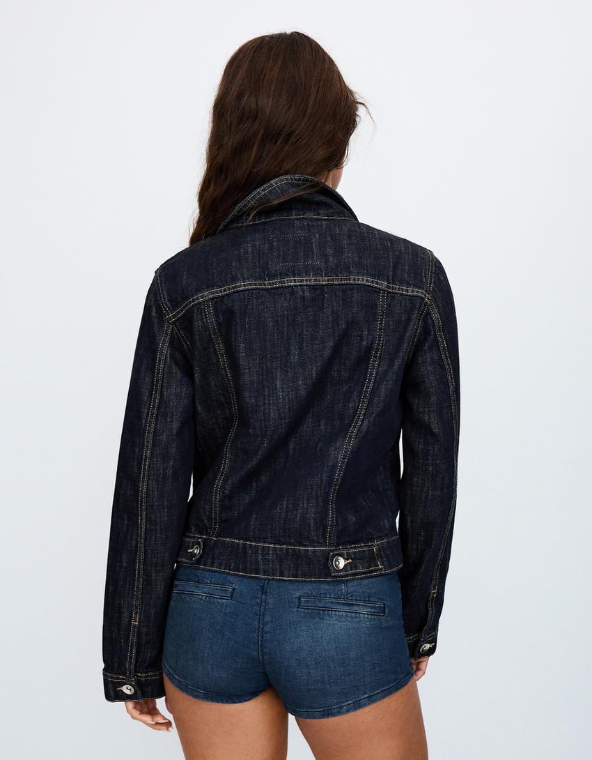 Fermuarlı trucker denim ceket - Görsel 2
