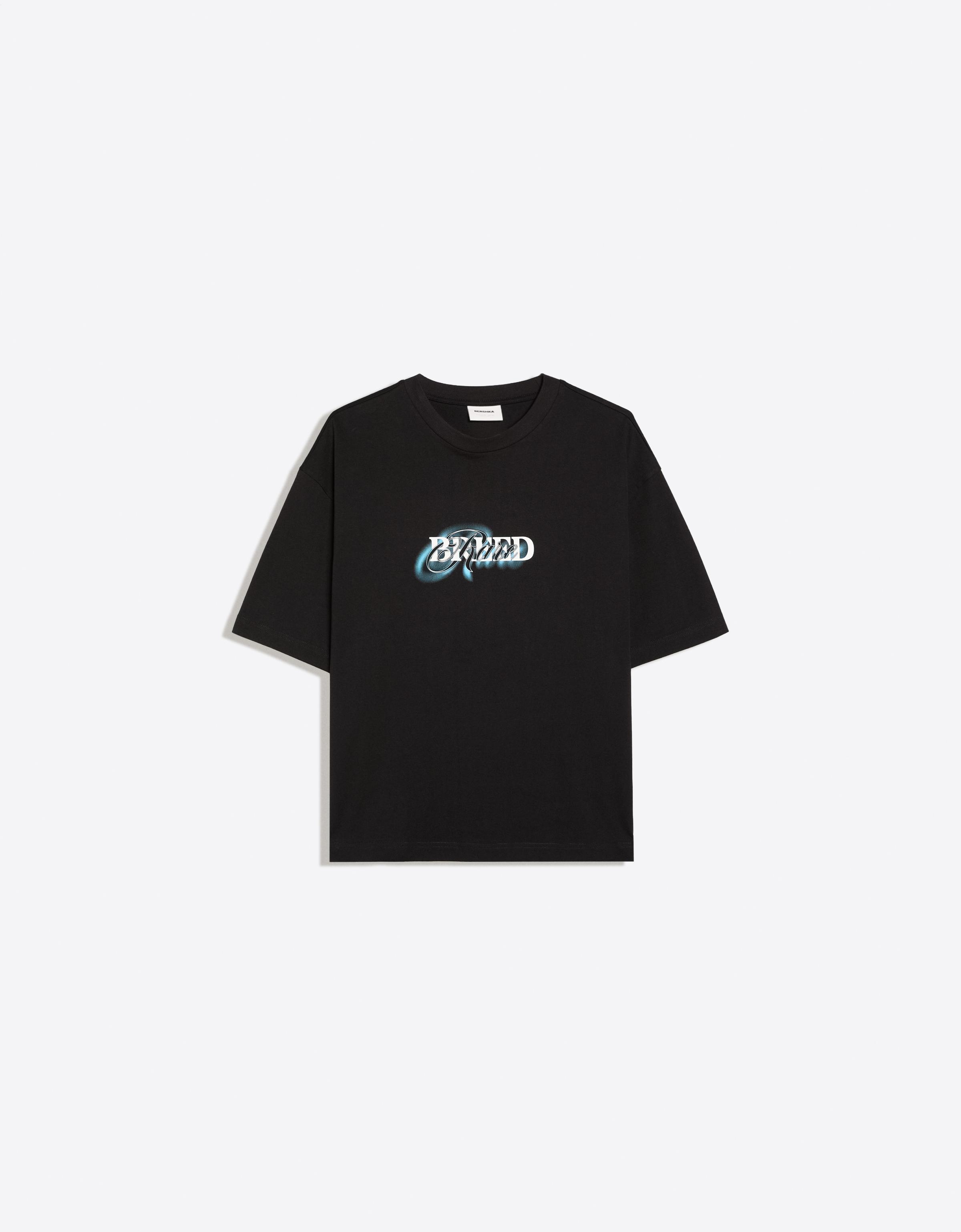 Short sleeve relaxed fit print T-shirt — Black