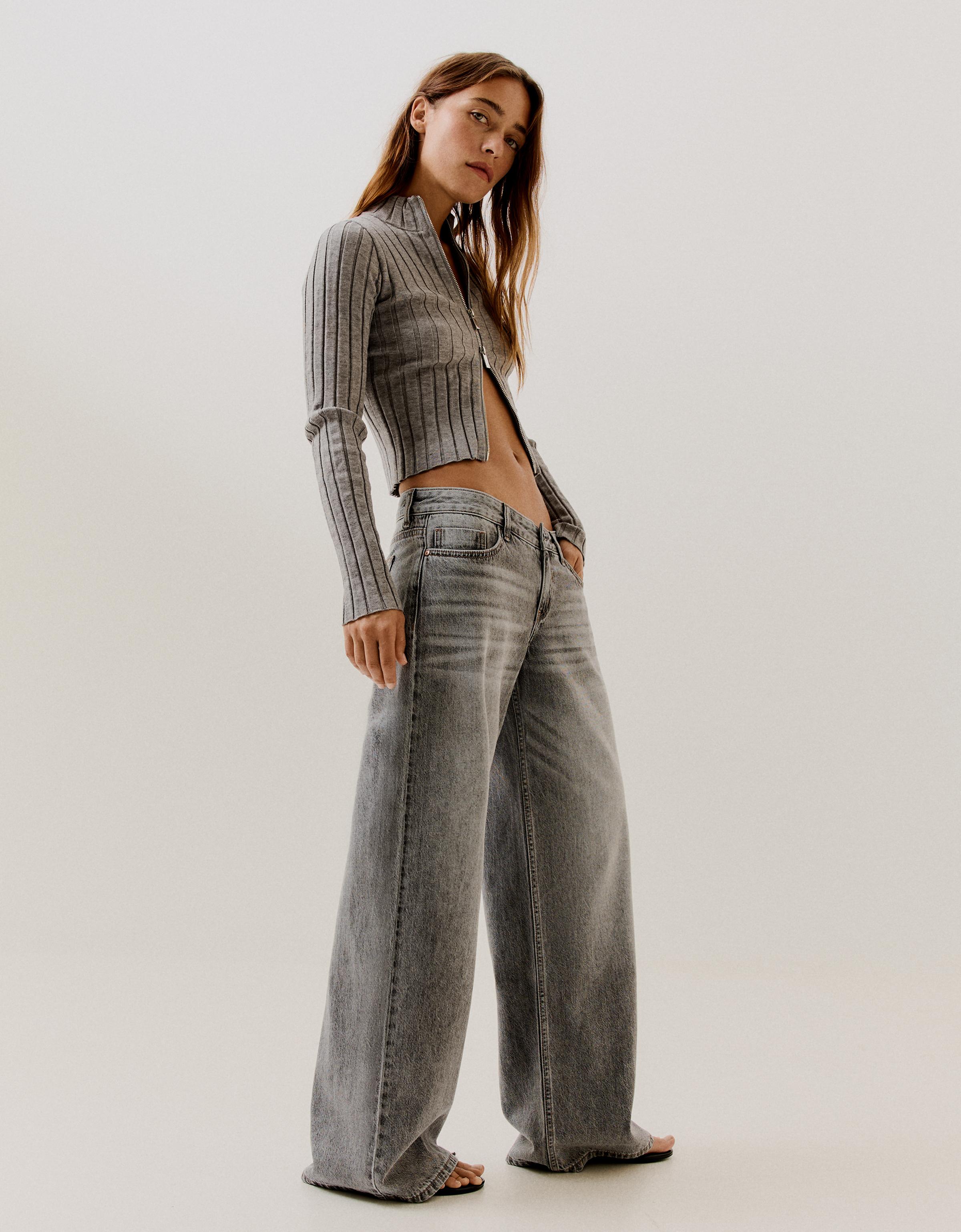 Low-rise wide-leg jeans — Grey