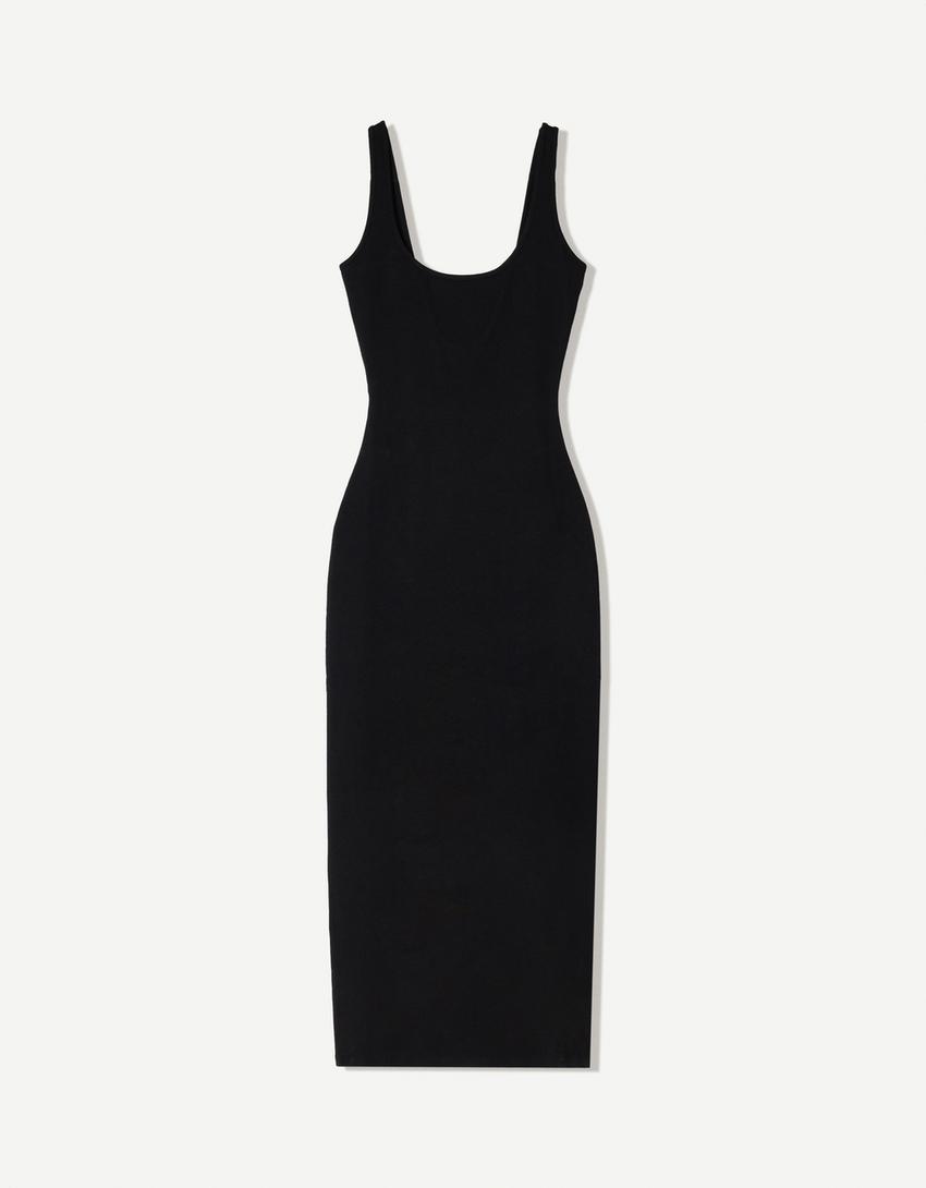 Vestido midi tirantes-Negro