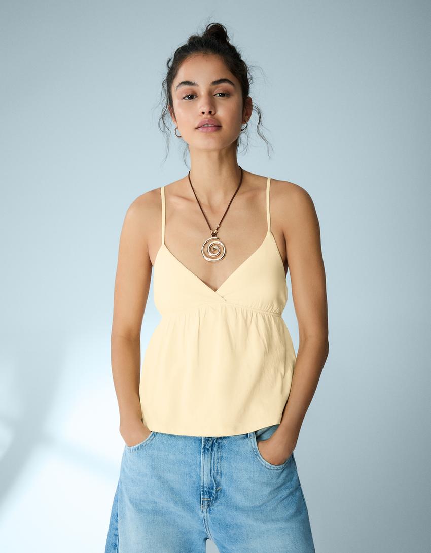 Strappy peplum top-Yellow