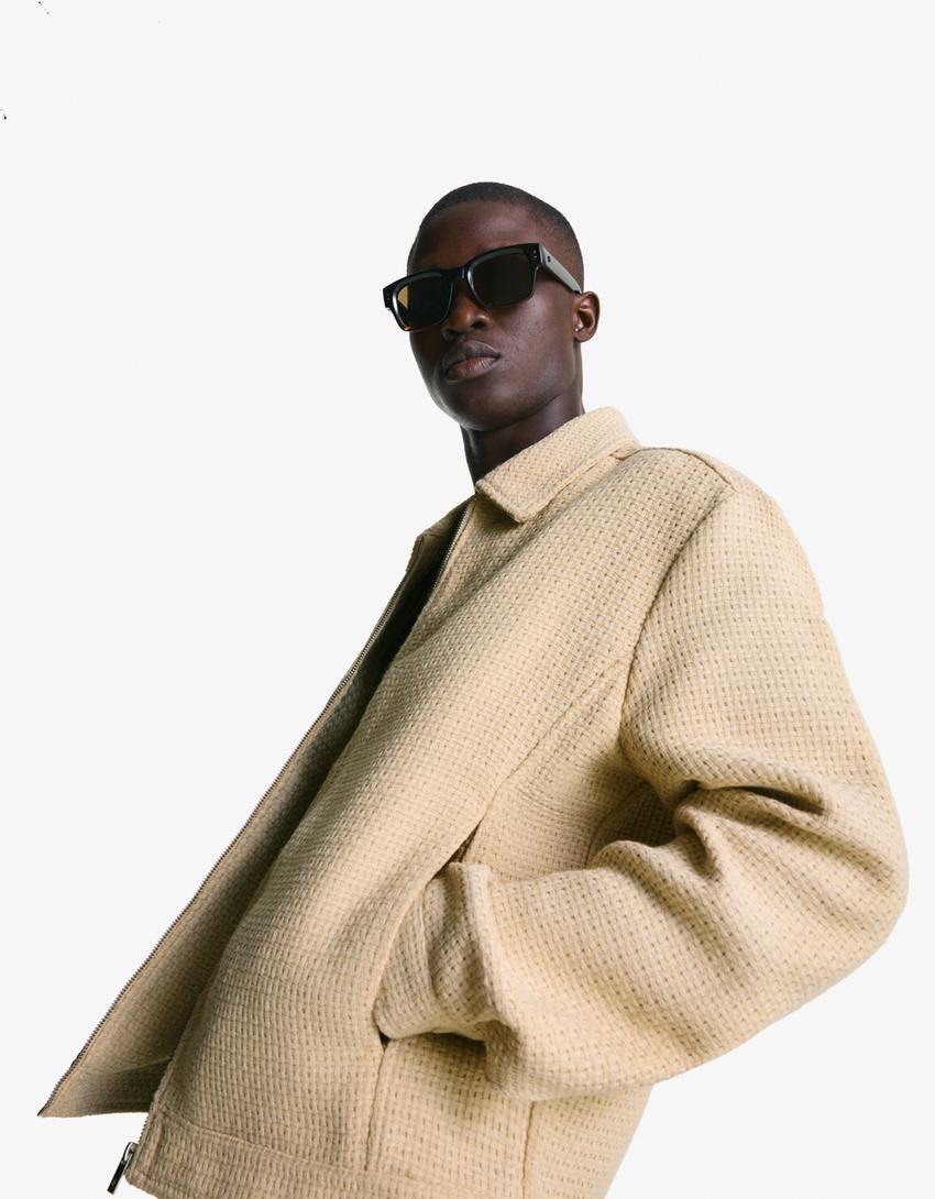 Rustic boxy fit jacket-Camel