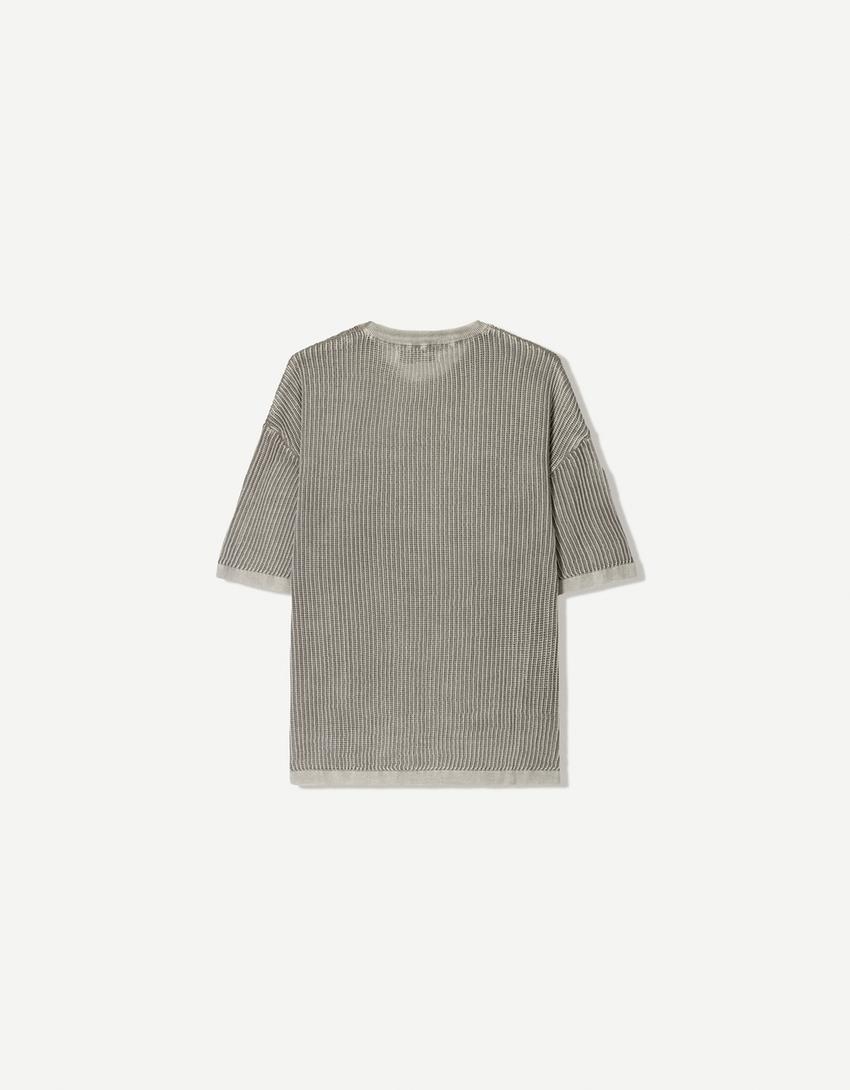 Short-sleeved mesh T-shirt-Grey-5