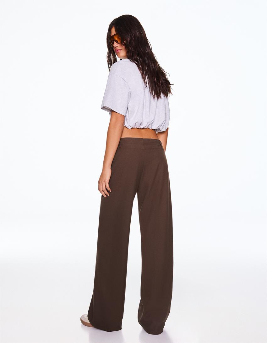 Pantalón wide leg-Marrón