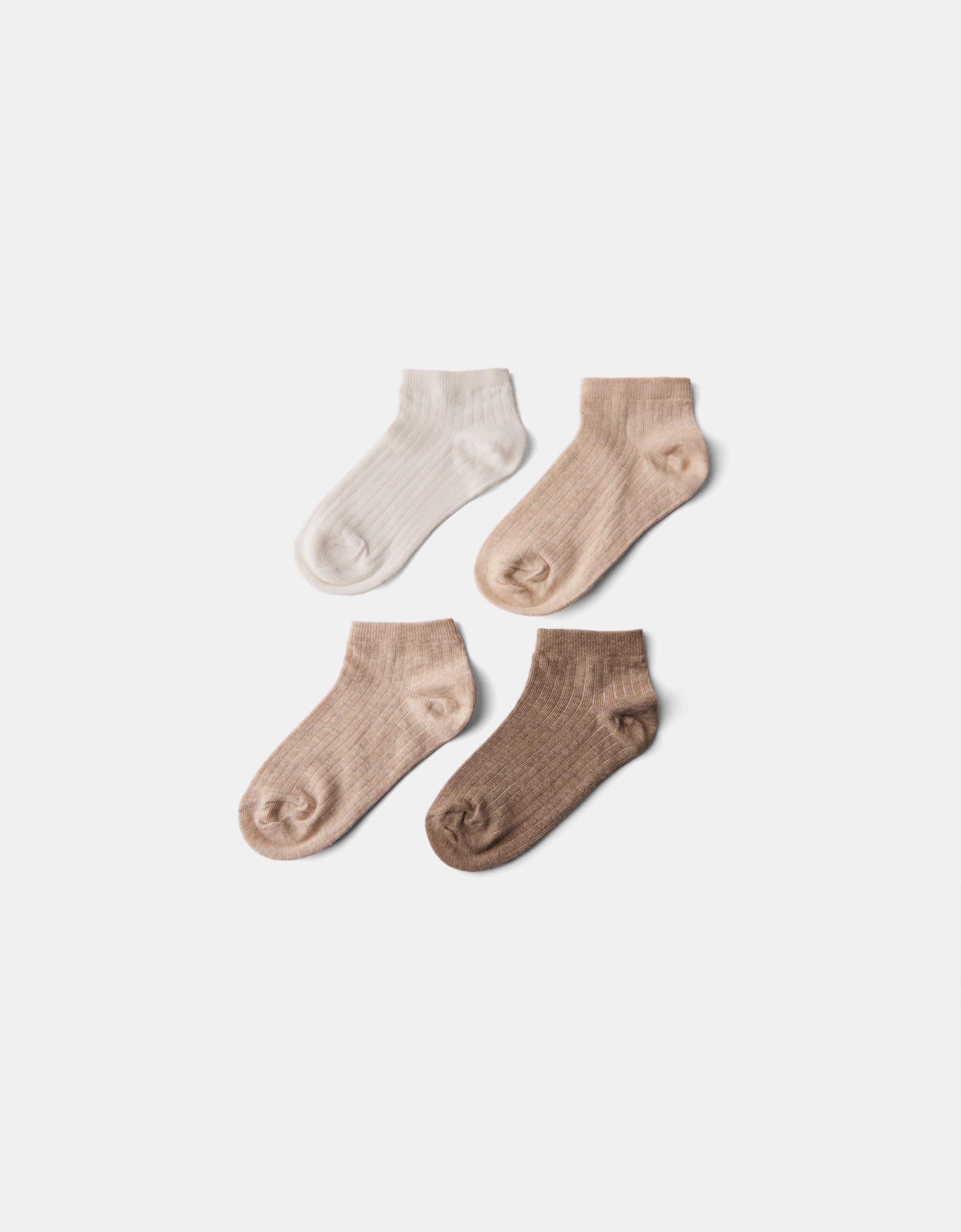 Bershka 4er-Pack Socken Damen Sandfarbe