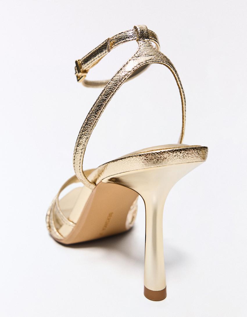 Multi-strap high-heel sandals-Gold