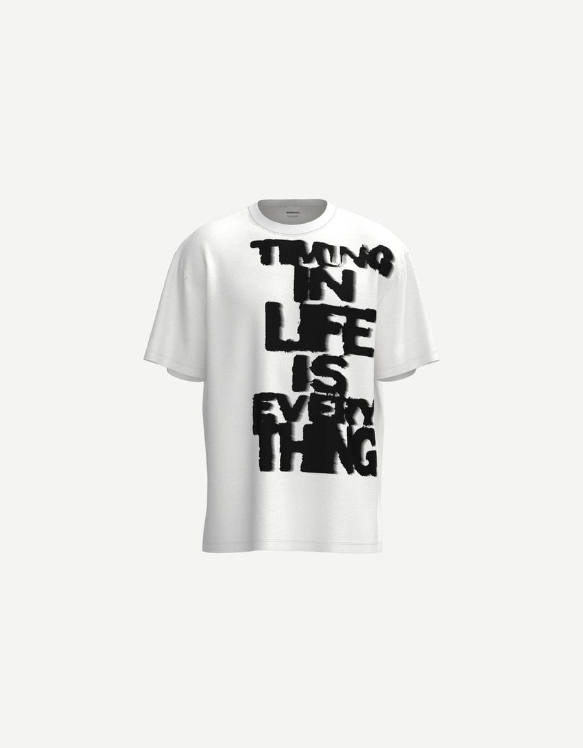 Short sleeve T-shirt with print-White-3