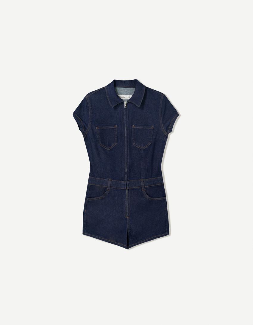 Mono denim corto-Marino-4