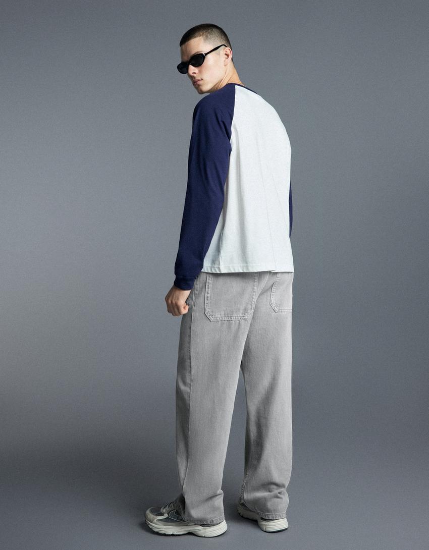 Jeans straight jogger fit-Grigio
