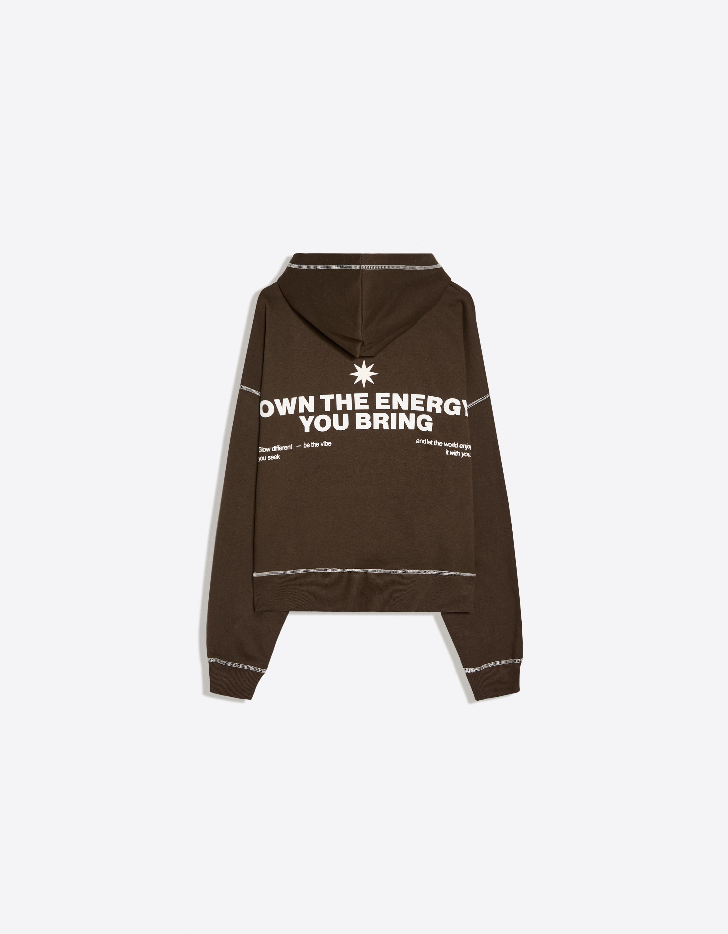 Hooded print sweatshirt — Brown