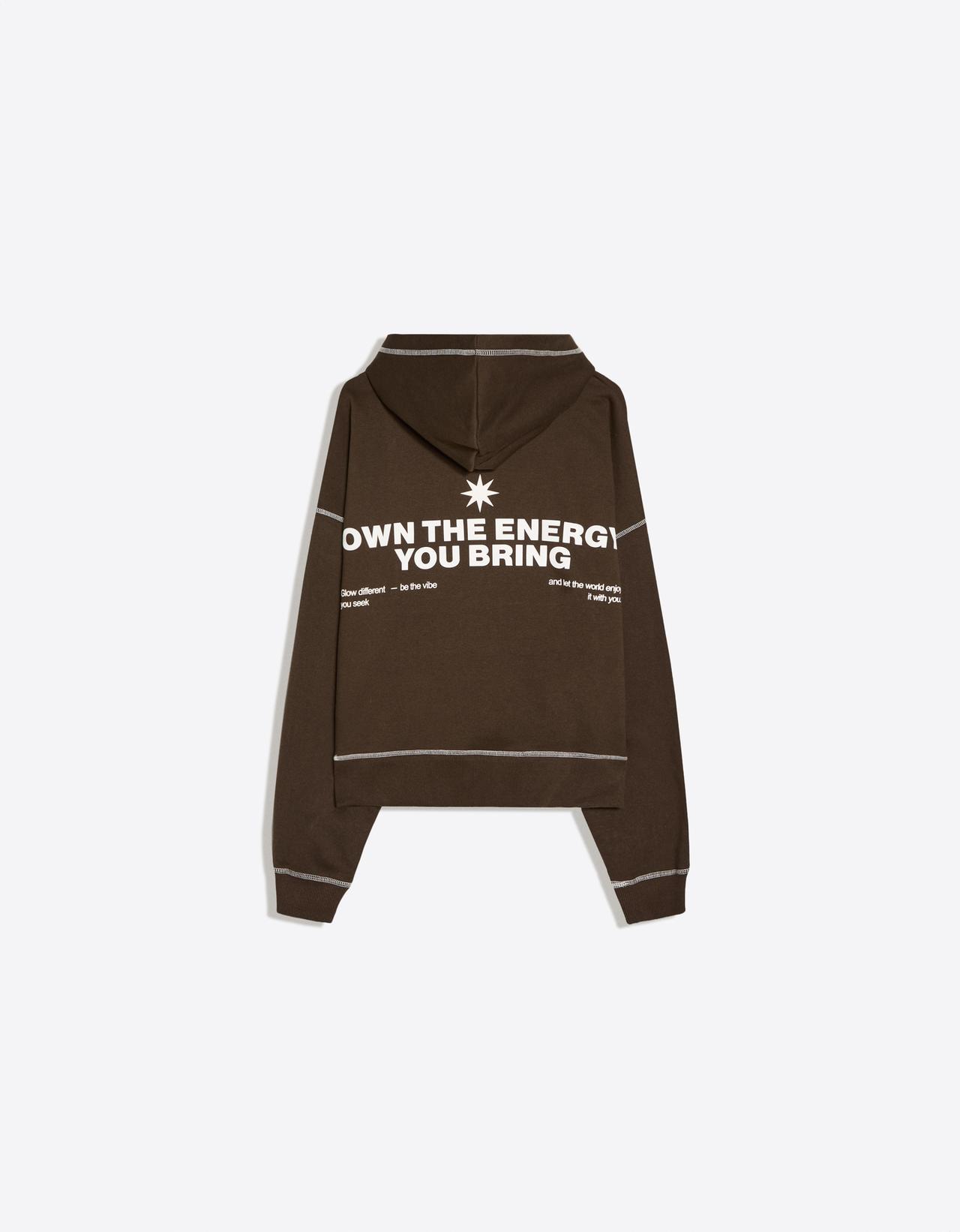 Hooded print sweatshirt — Brown