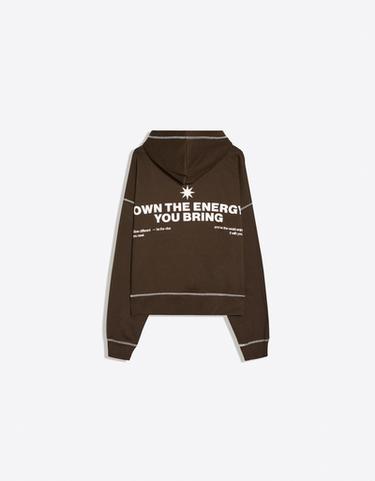 Hooded print sweatshirt — Brown 6