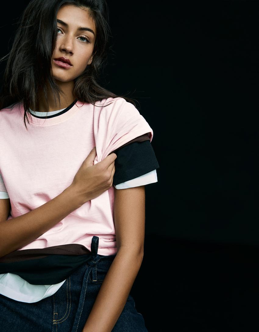 Basic T-Shirt mit kurzen Ärmeln-Rosa