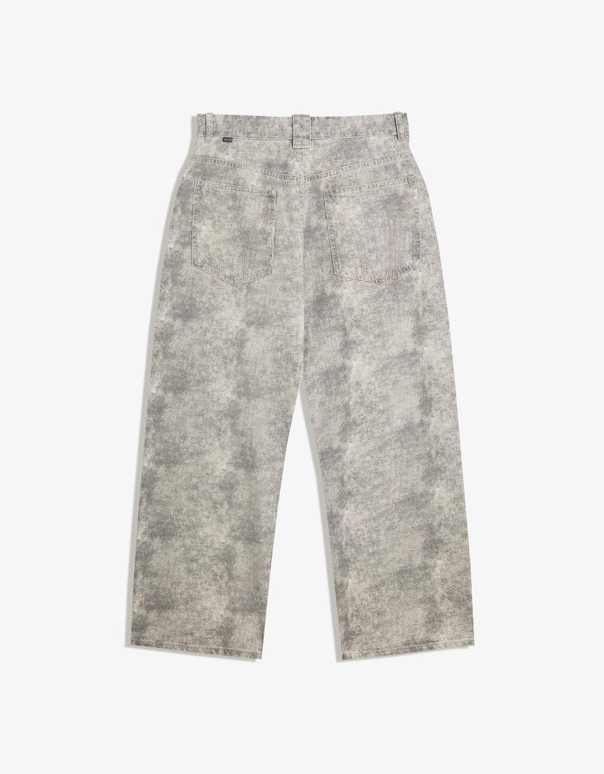 Pantalon super baggy fit imprimé-Écru-4