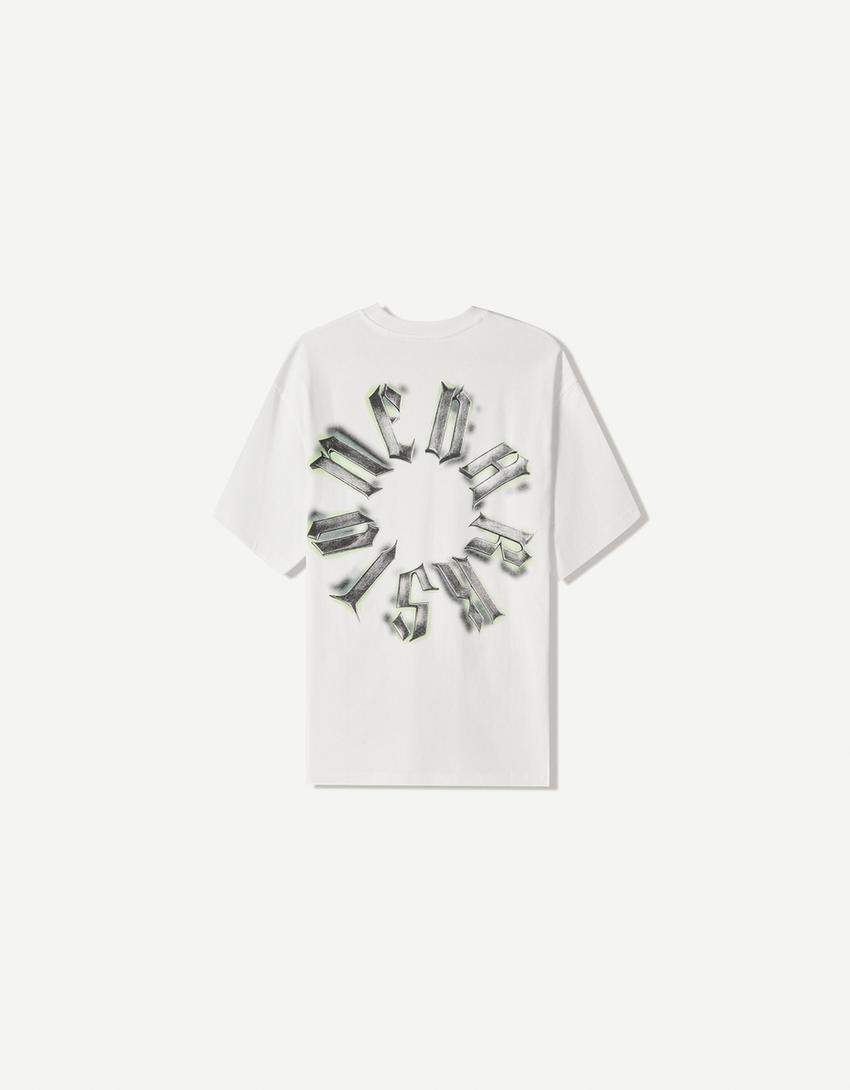 T-shirt de manga curta com estampado-Branco-5